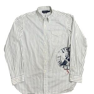 Polo Ralph Lauren Men’s Button Down Shirt XL Blue White Pinstripe P Wing Stadium